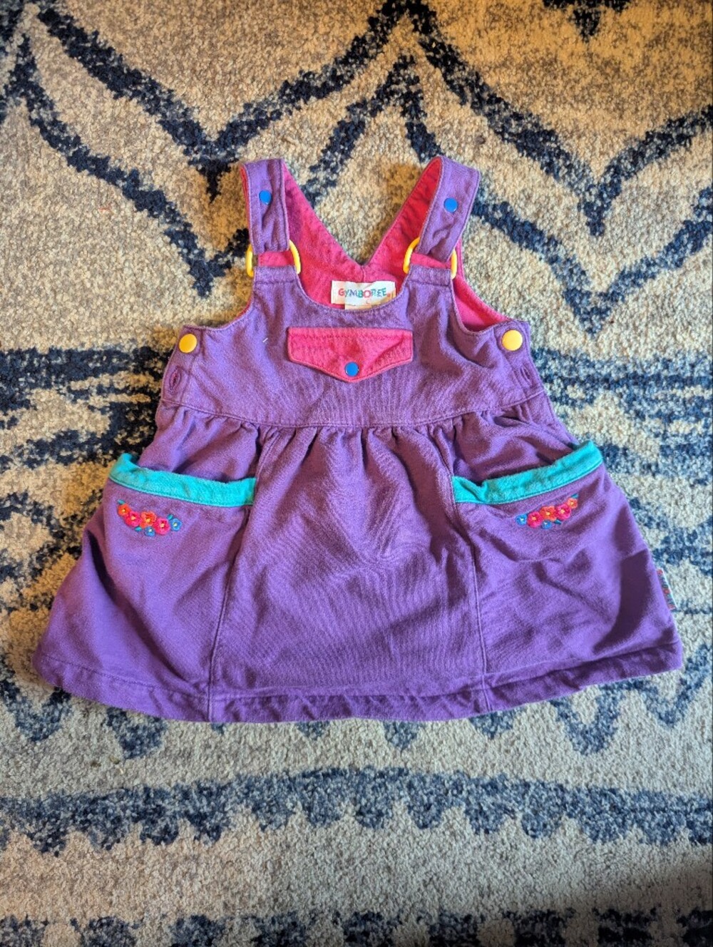 Vintage Gymboree Overalls Romper Dress Size Extra Small Purple